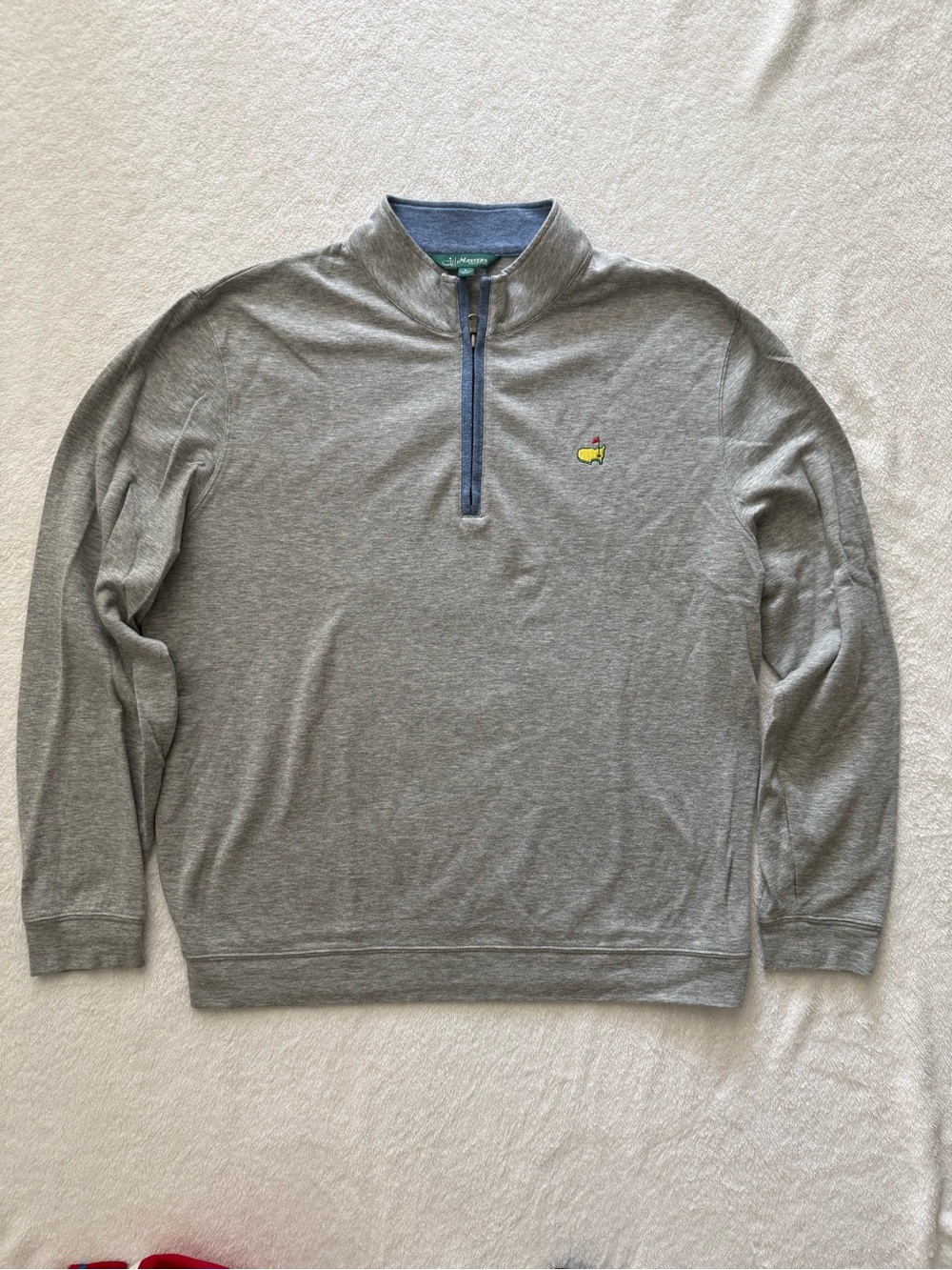 Masters Gray Quarter-Zip Pullover with Blue Trim and Yellow Logo
